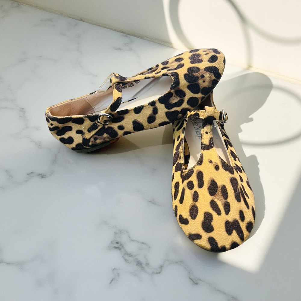 Bella Marie Girls Leopard Mary Jane T-Strap Ballet Flats TRISS-24K Size 2